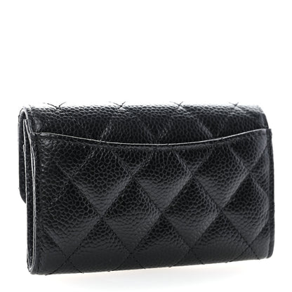 Chanel Caviar Quilted Flap Card Holder Wallet Black 3 of 8