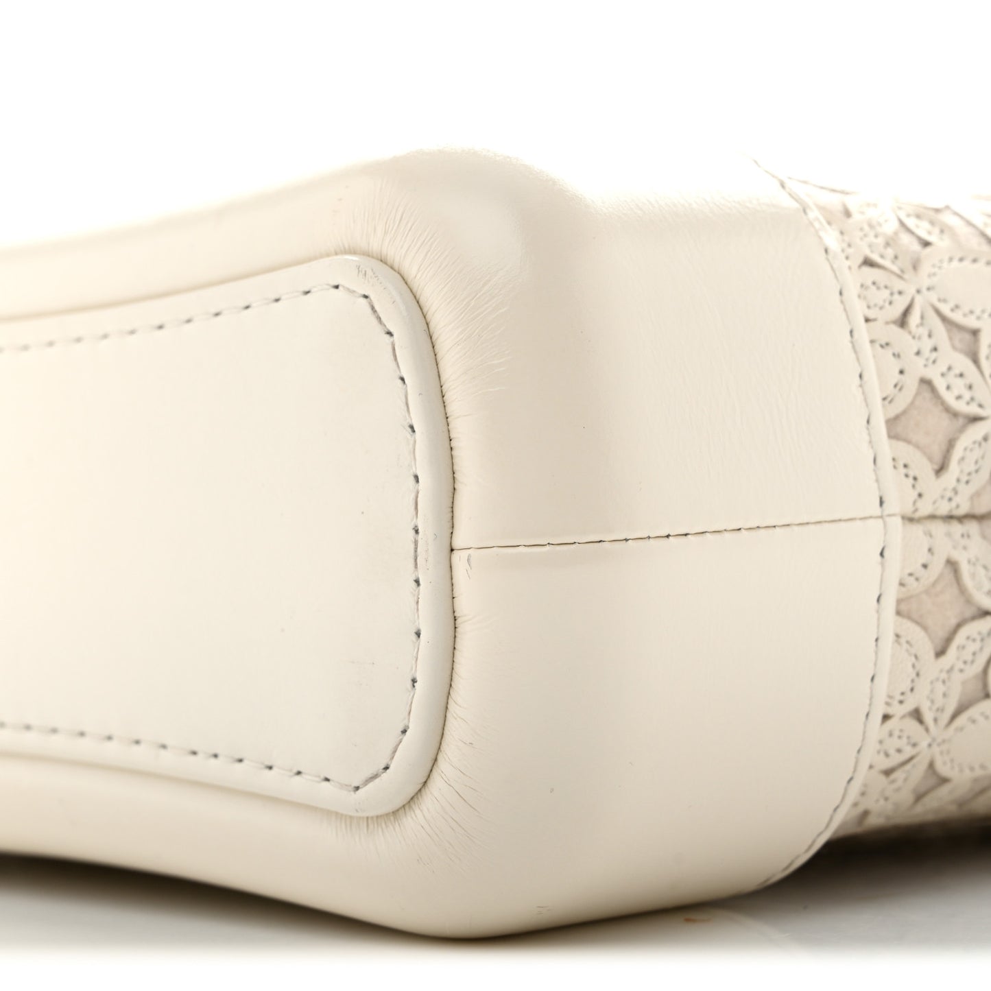 Calfskin Wool Felt Embossed Small Gabrielle Logo Hobo White