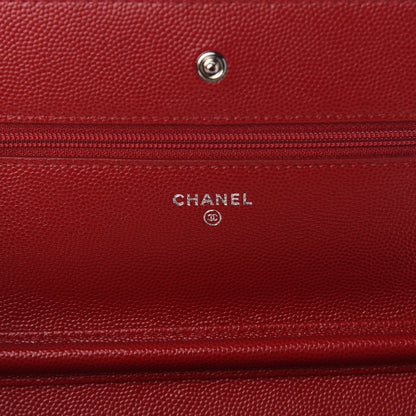 Chanel Caviar Quilted Wallet On Chain WOC Red 6 of 10