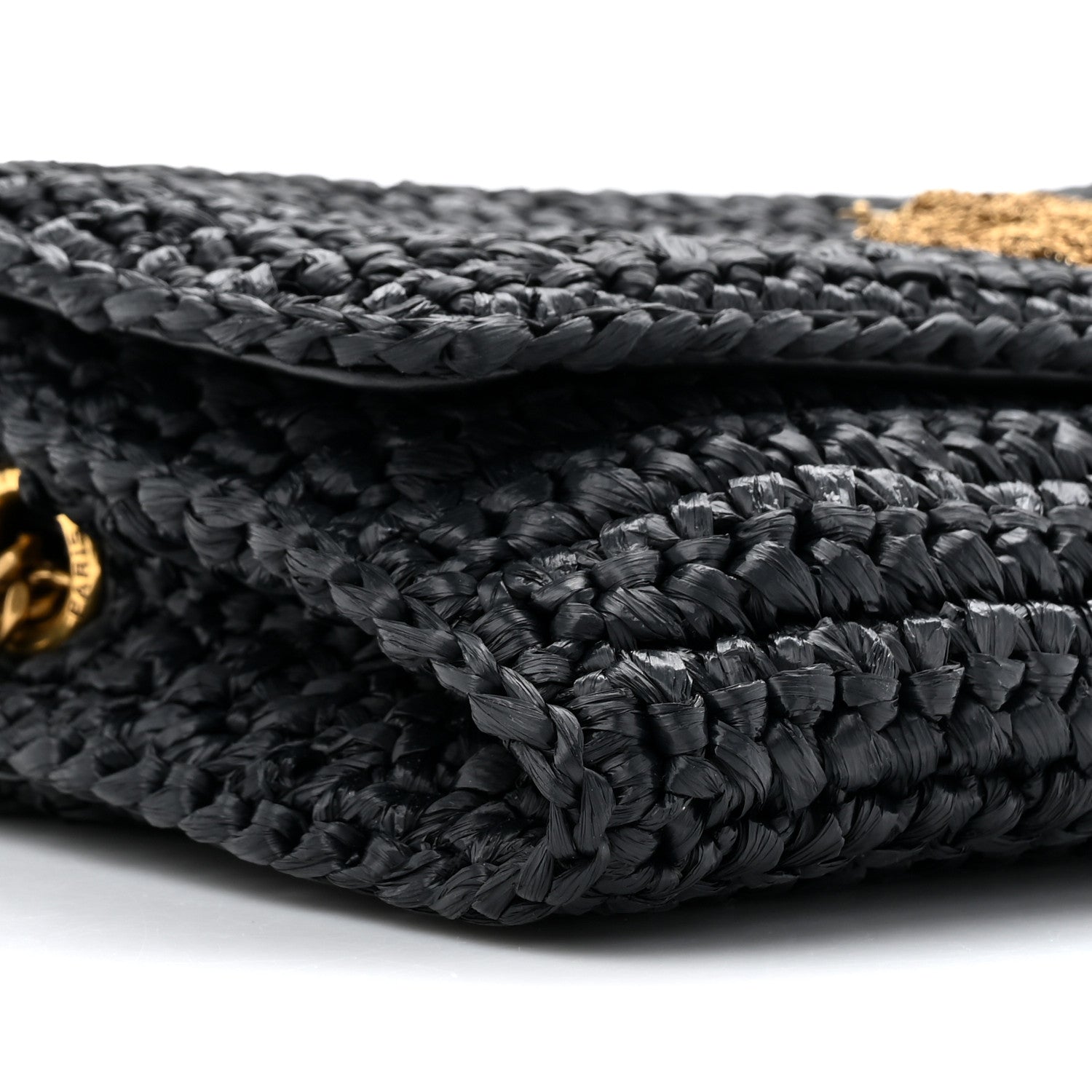 Saint Laurent Raffia Monogram Tassel Kate 99 Black 10 of 11