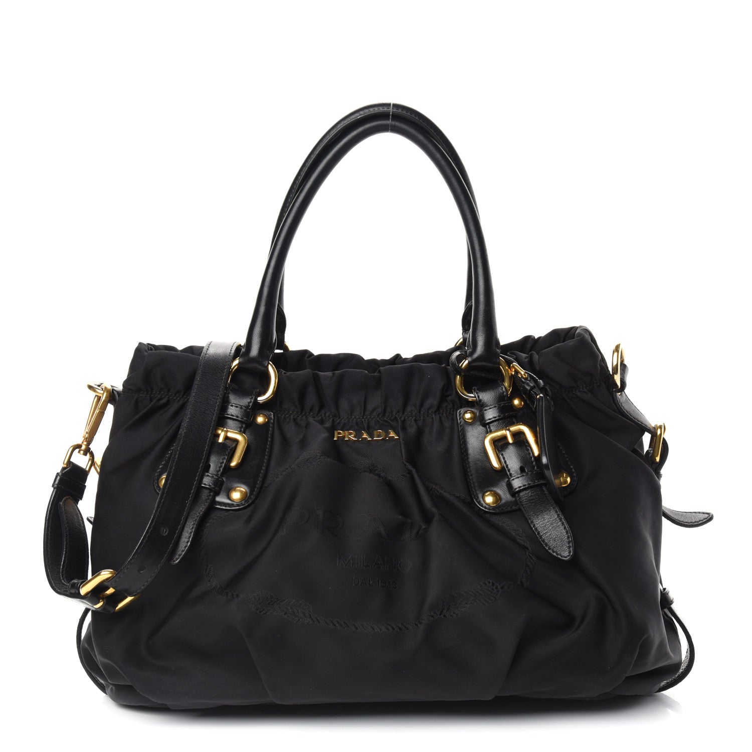 Prada Tessuto Nylon Jacquard Logo Tote Black 1 of 9