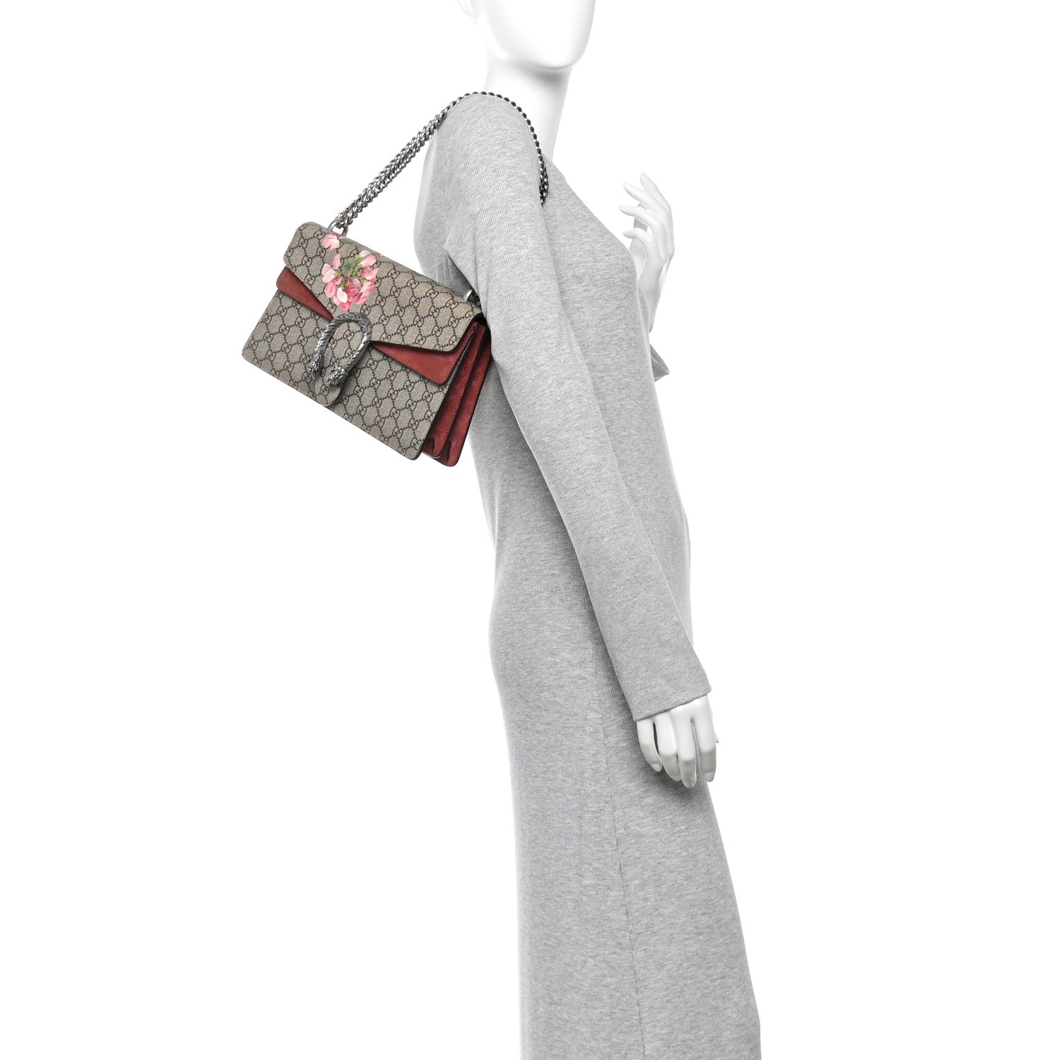 Gucci GG Supreme Monogram Blooms Small Dionysus Shoulder Bag Beige Multicolor Dry Rose 2 of 12