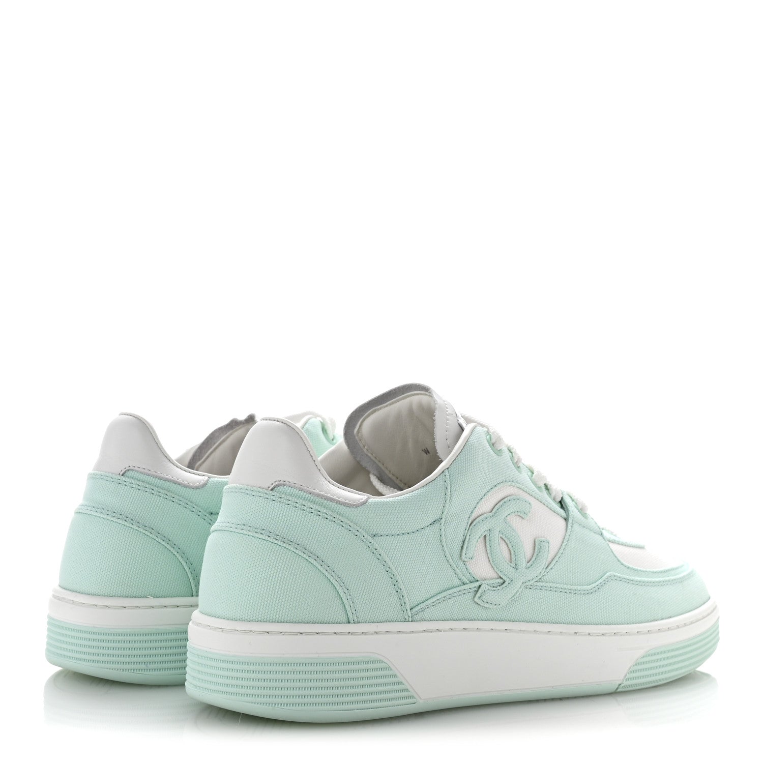 Chanel Cotton Sneakers 41 Light Turquoise White 5 of 10
