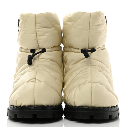 Prada Re-Nylon Piuma Triangle Logo Padded Drawcord 20mm Snow Boots 37 Avorio 2 of 8