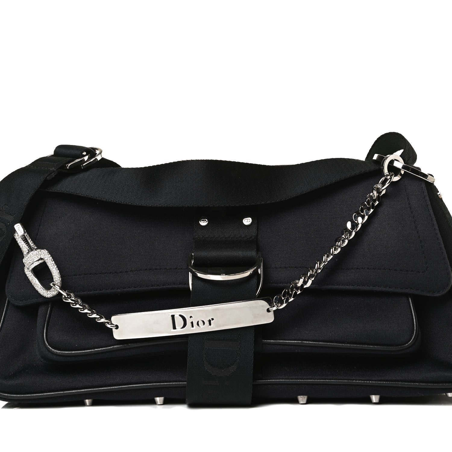 Christian Dior Silk Jersey Crystal Hardcore Clutch Black 17 of 17