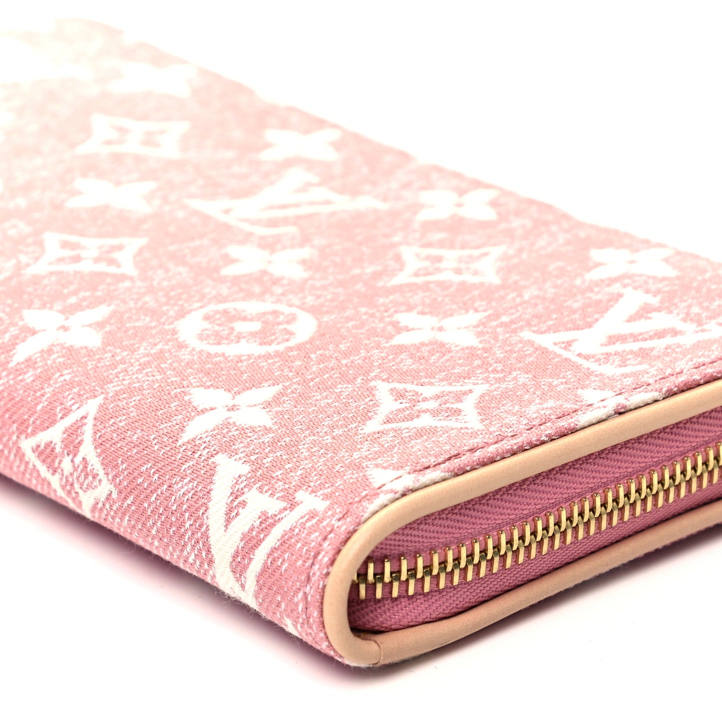 Denim Monogram Jacquard Zippy Wallet Pink