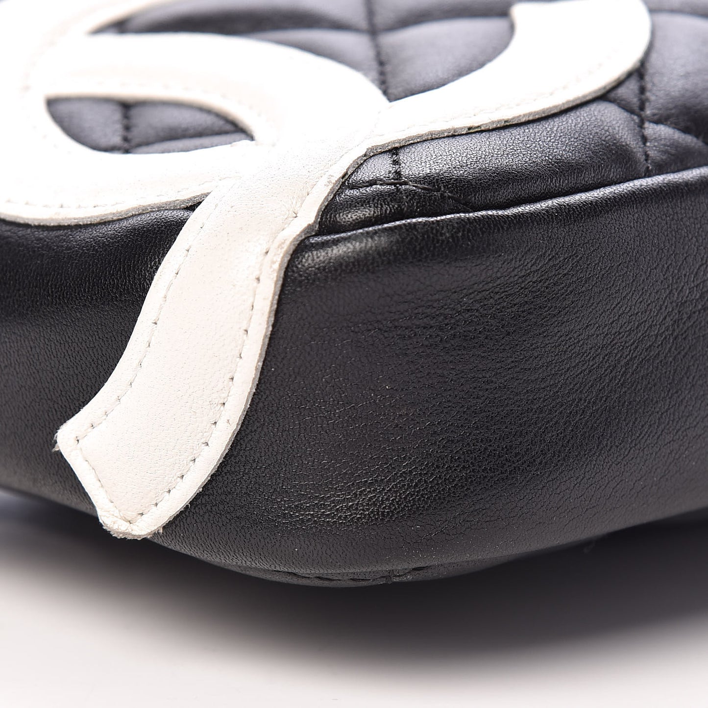 Calfskin Quilted Cambon Pochette Black White