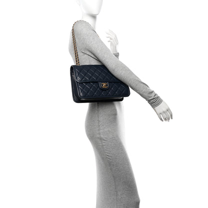 Chanel Caviar Quilted Large Sweet Classic Flap Navy Blue 2 of 11