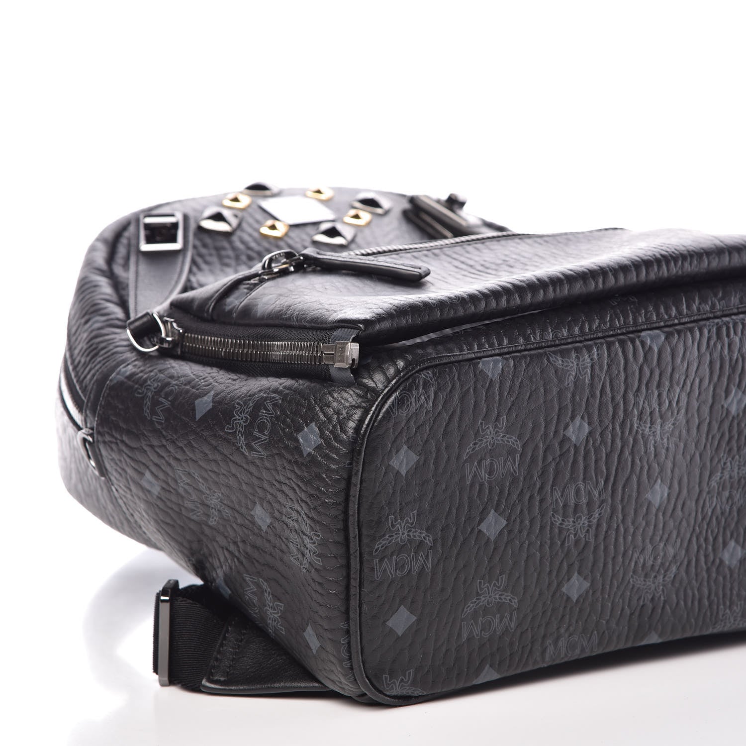 MCM Visetos Studded Small Dual Stark Backpack Black 9 of 12