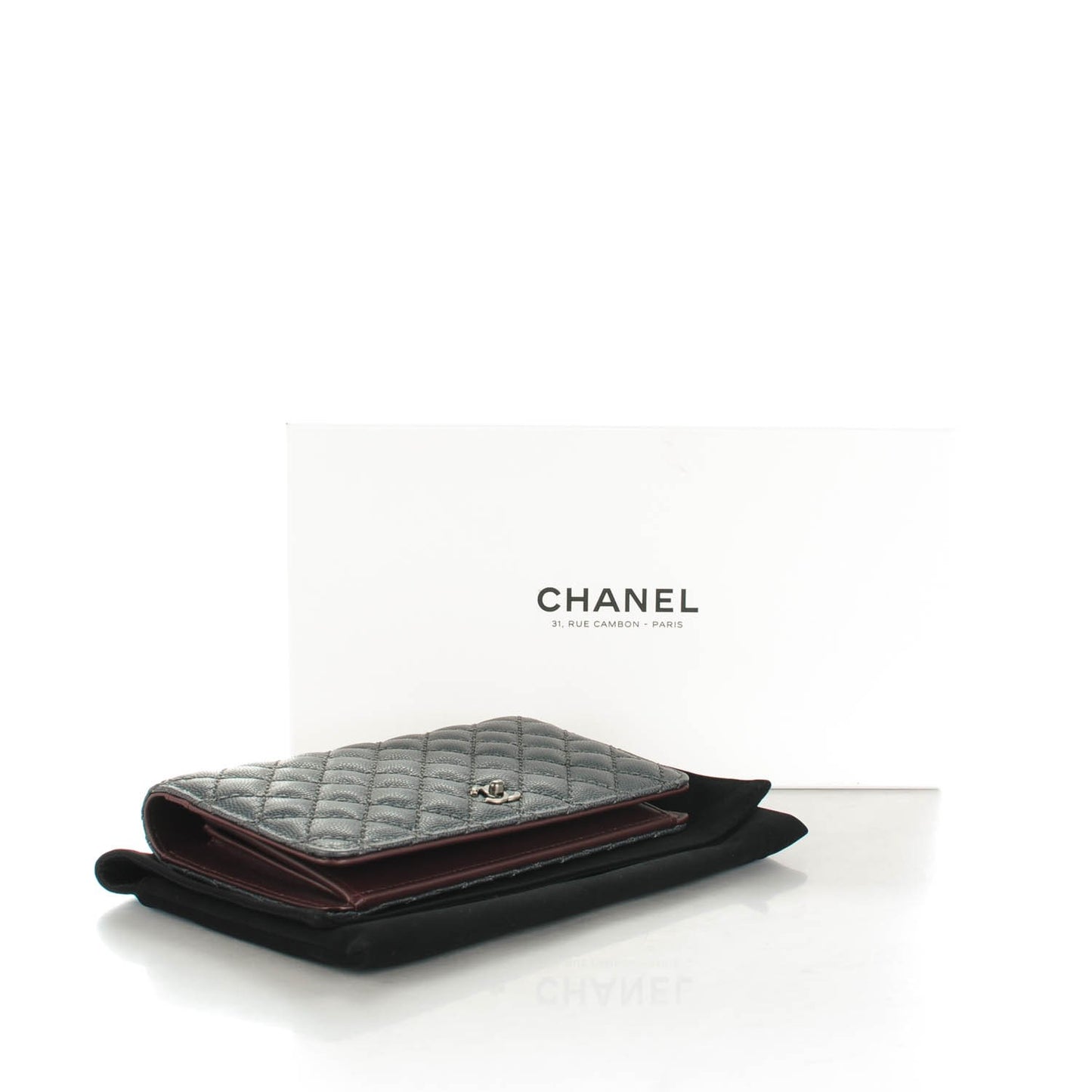 Caviar Micro Quilted Yen Wallet Grey