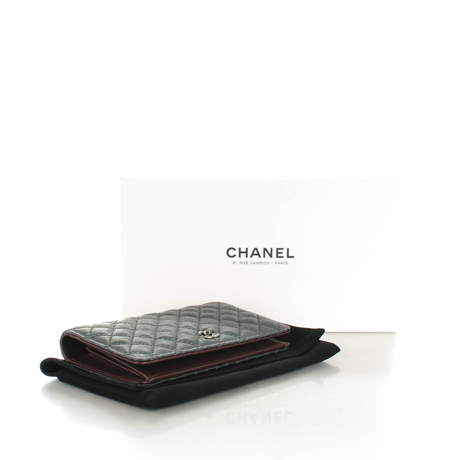 Chanel Caviar Micro Quilted Yen Wallet Grey 4 of 8