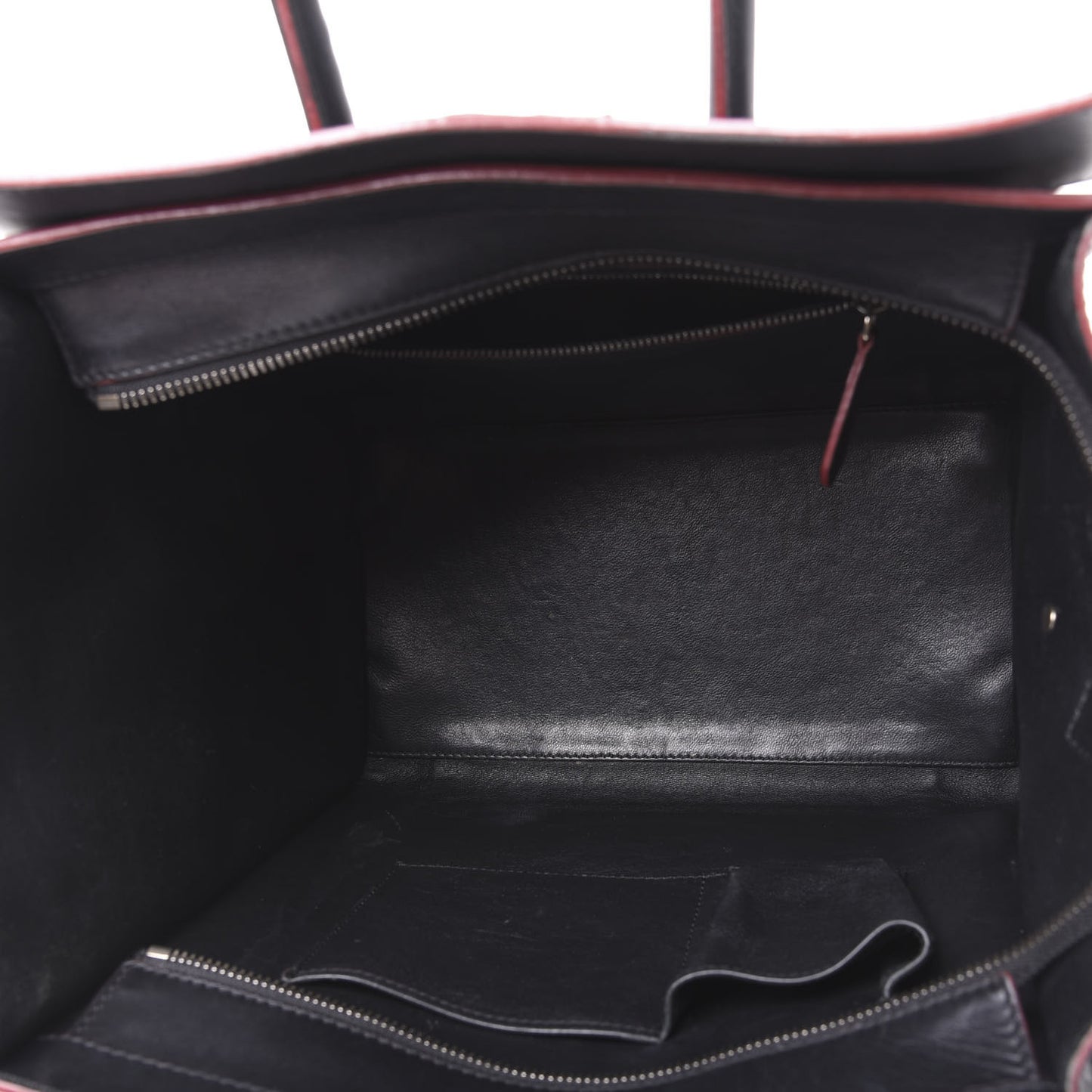 Smooth Calfskin Mini Luggage Black Pink Trim