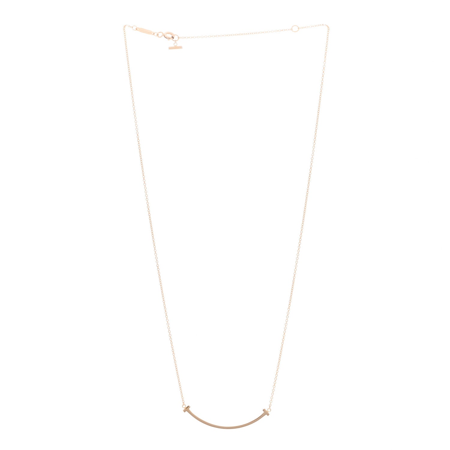 Tiffany 18K Rose Gold Small T Smile Pendant Necklace 2 of 5