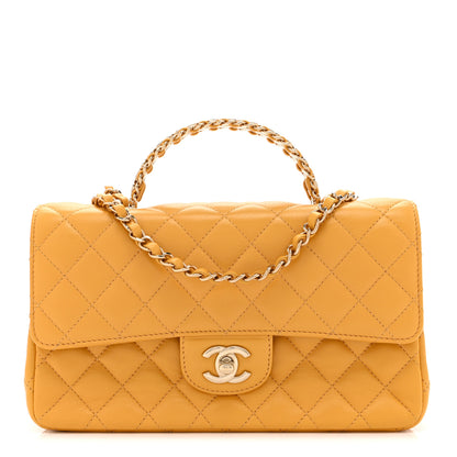 Chanel Lambskin Quilted Medium Crystal Top Handle Rectangular Flap Yellow 1 of 11