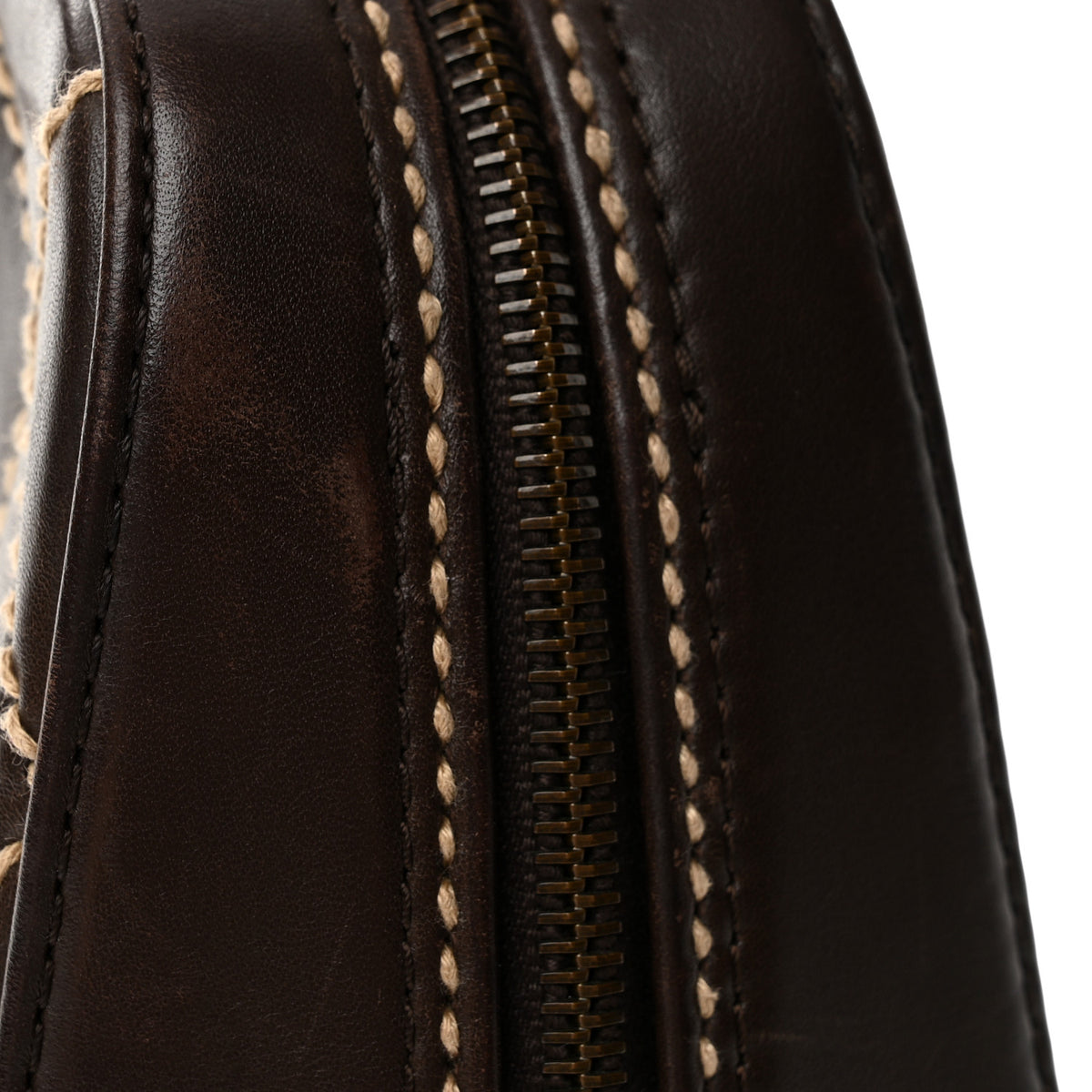 Calfskin Wild Stitch Vertical Top Handle Bag Brown