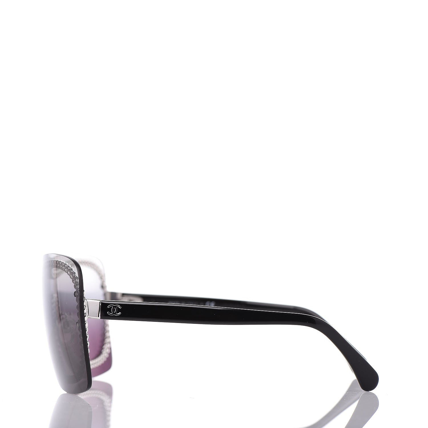 Chanel Rimless Shield Sunglasses 4243 Gradient Gray Black 3 of 7