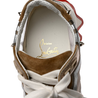 Christian Louboutin Metallic Patent Mesh Suede Sharkina Flat Sneakers 35 Brown 6 of 9