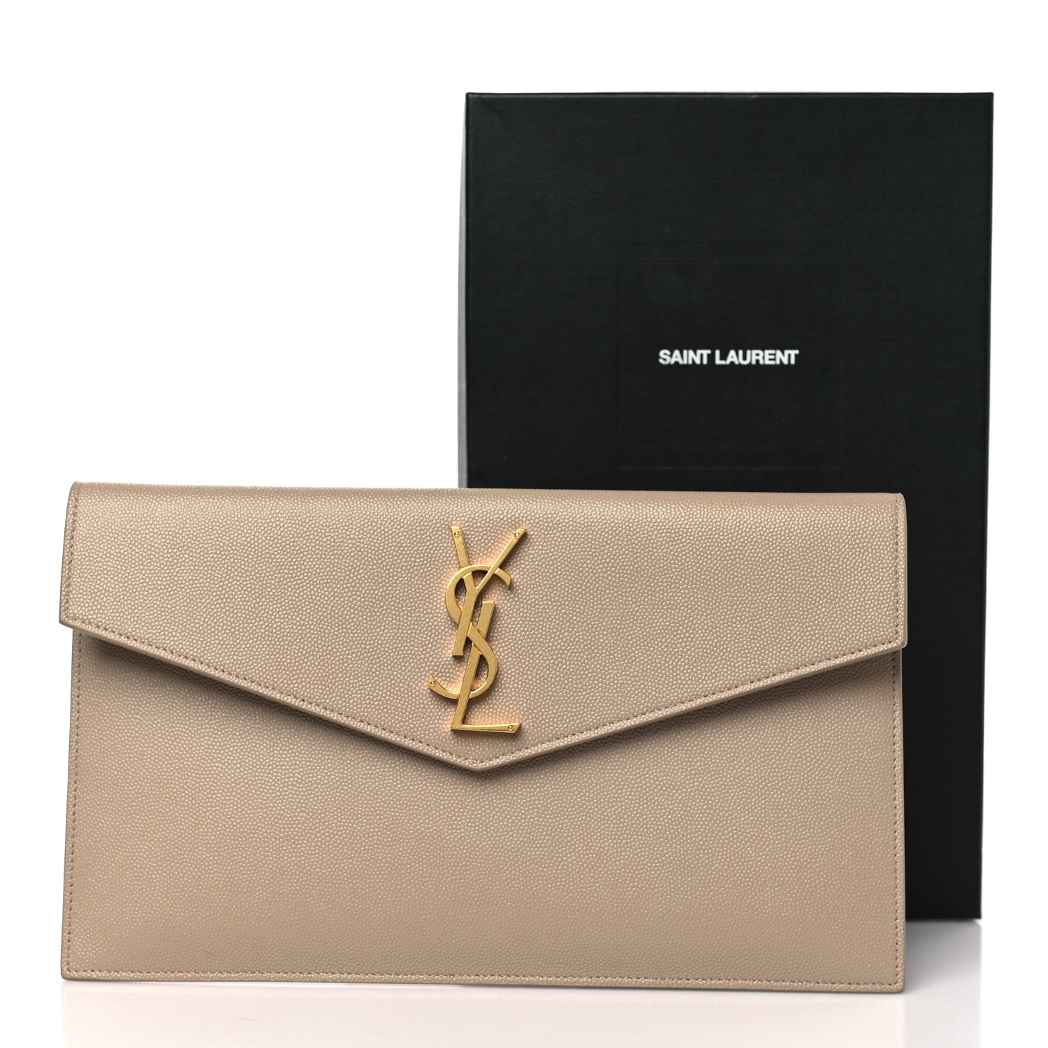 Saint Laurent Grain De Poudre Uptown Pouch Dark Beige 9 of 9