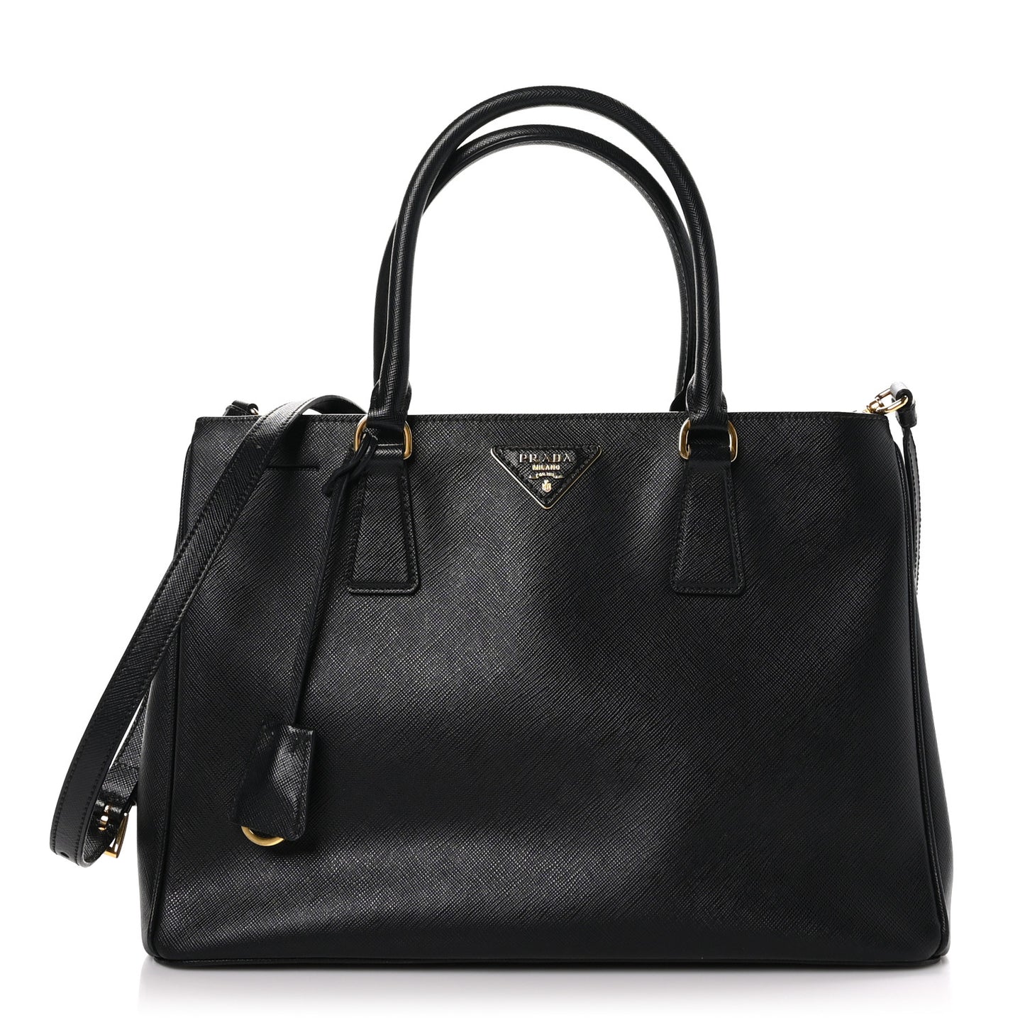 Saffiano Medium Galleria Double Zip Tote Black