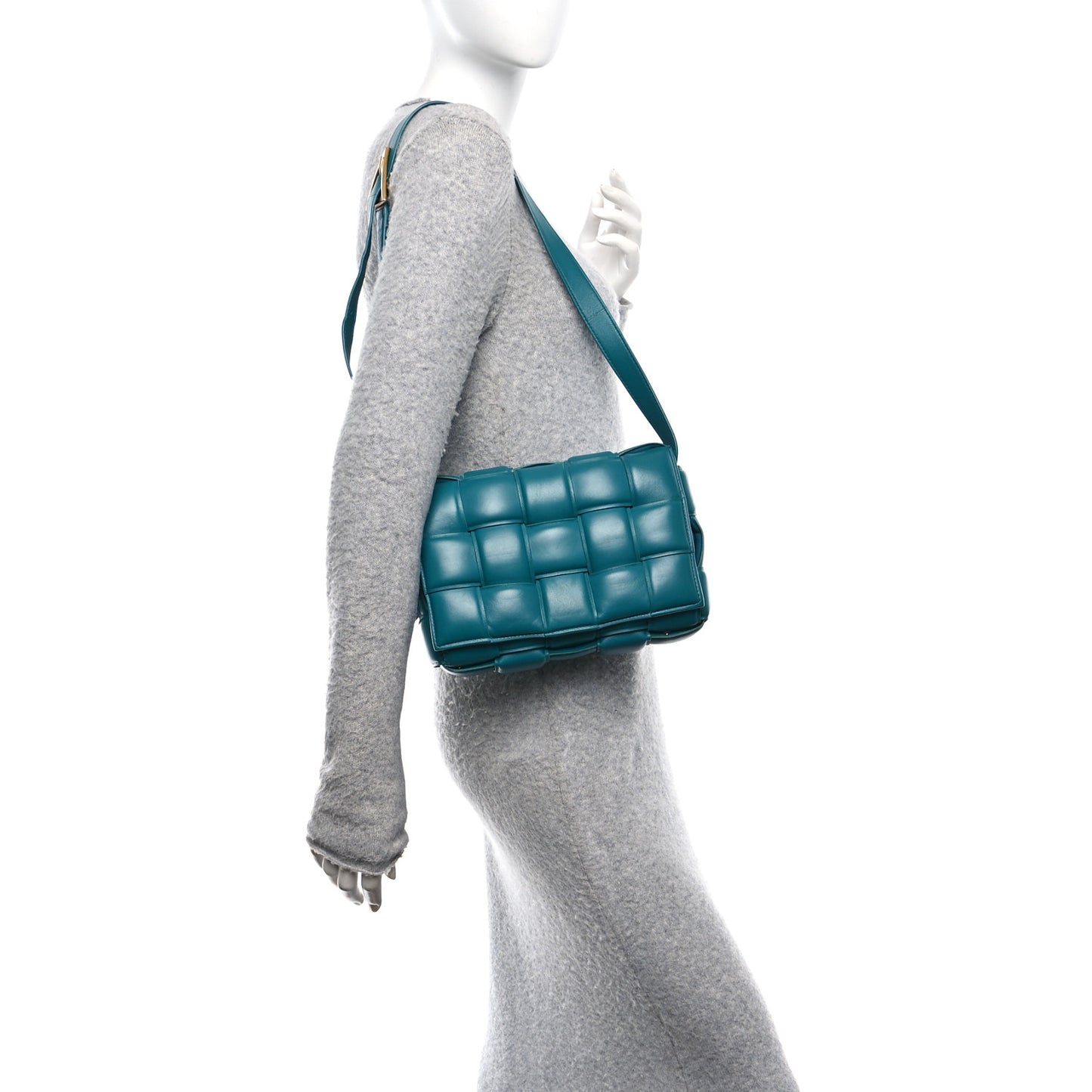 Nappa Maxi Intreccio Padded Cassette Crossbody Bag Mallard