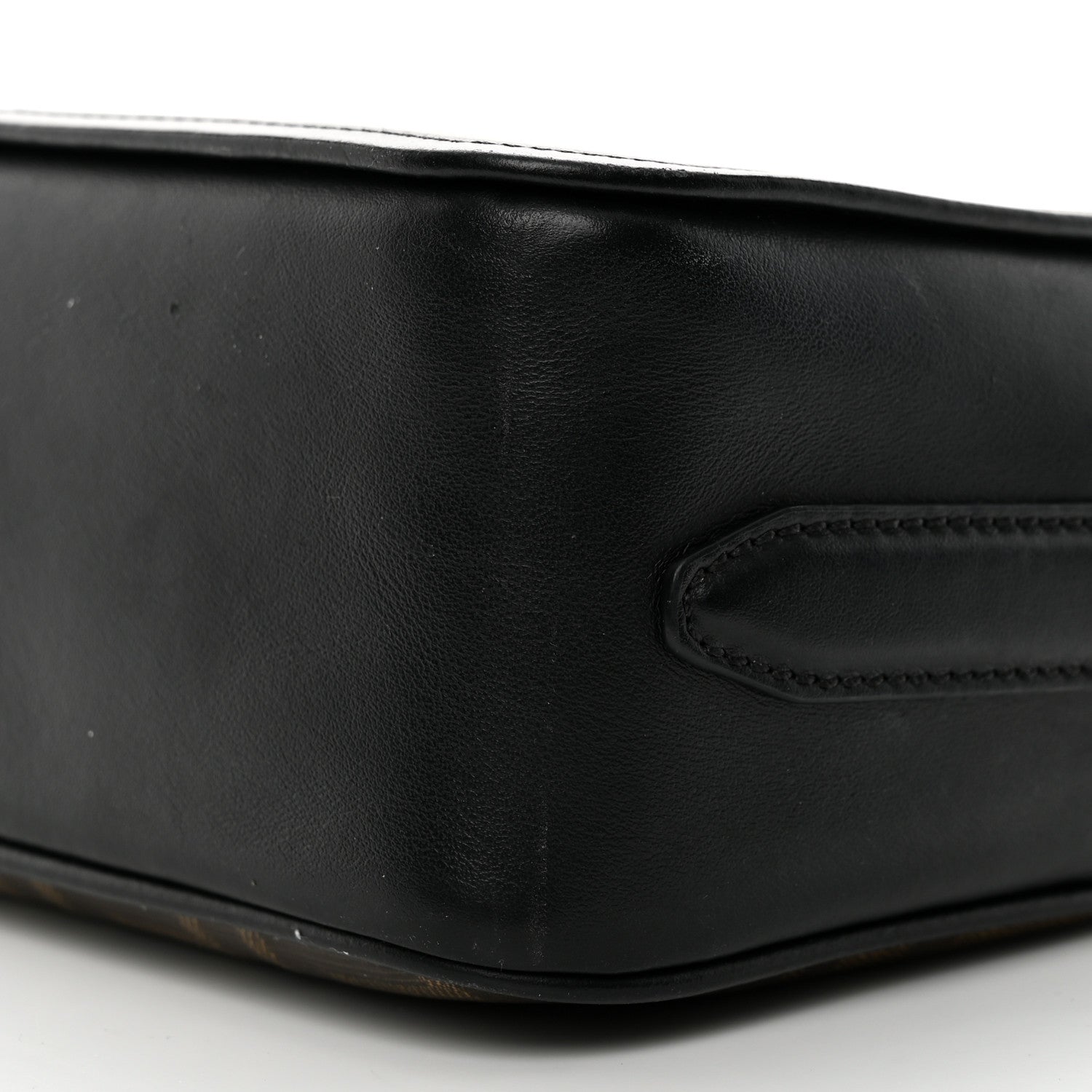 Fendi Glazed Fabric Vitello Century FF 1974 Stamp Patch Camera Case Mogano Panna Black 10 of 10