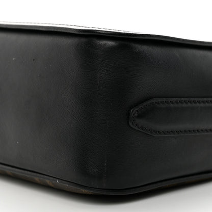 Fendi Glazed Fabric Vitello Century FF 1974 Stamp Patch Camera Case Mogano Panna Black 10 of 10