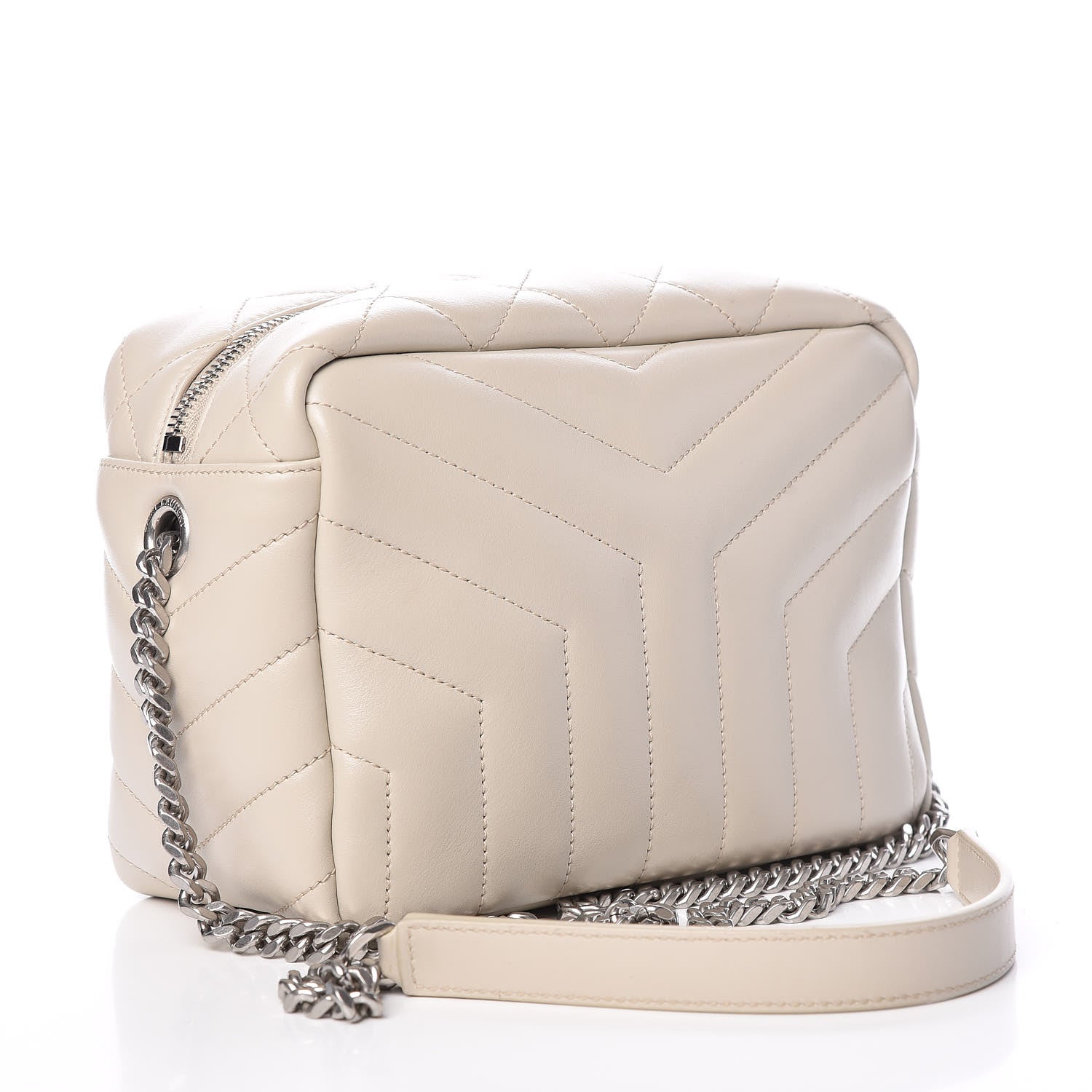 Saint Laurent Calfskin Y Quilted Monogram Small Loulou Bowling Bag Ivory 3 of 9