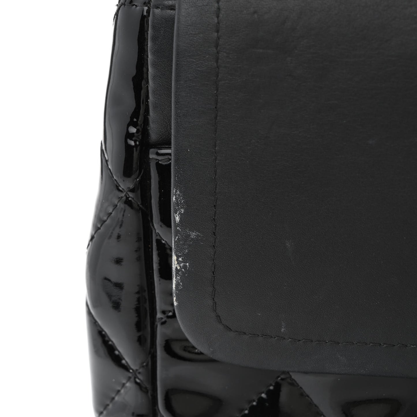 Patent Quilted Jumbo Double Flap Black