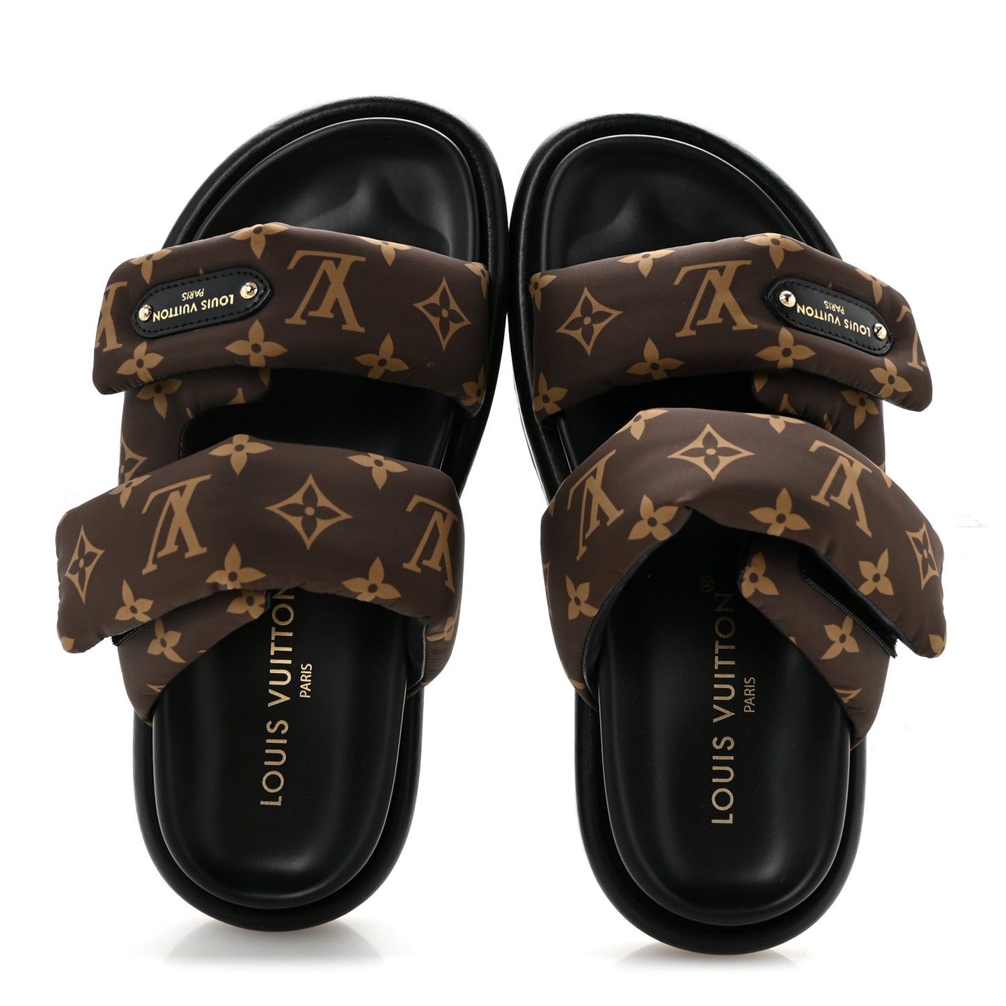 Nylon Monogram LV Pool Pillow Flat Comfort Mule 37 Cacao Brown