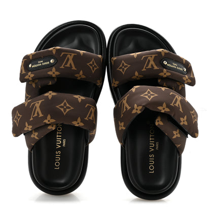 Louis Vuitton Nylon Monogram LV Pool Pillow Flat Comfort Mule 37 Cacao Brown 2 of 11