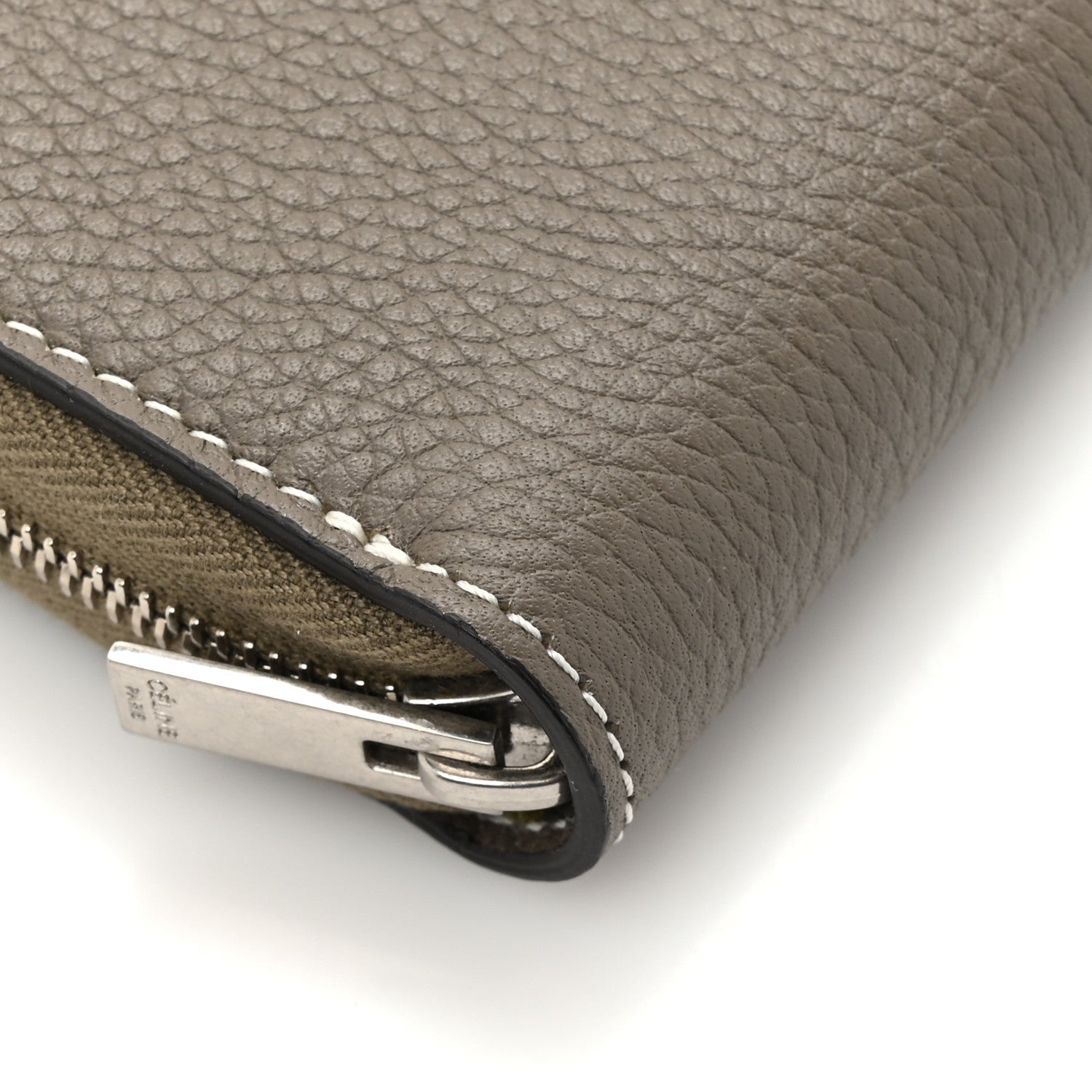 Celine Grained Calfskin Compact Zipped Wallet Souris 6 of 7