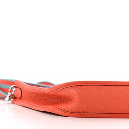 Hermes Taurillon Clemence Amazone Evelyne TPM Orange Poppy Bleu Saint Cyr 9 of 11