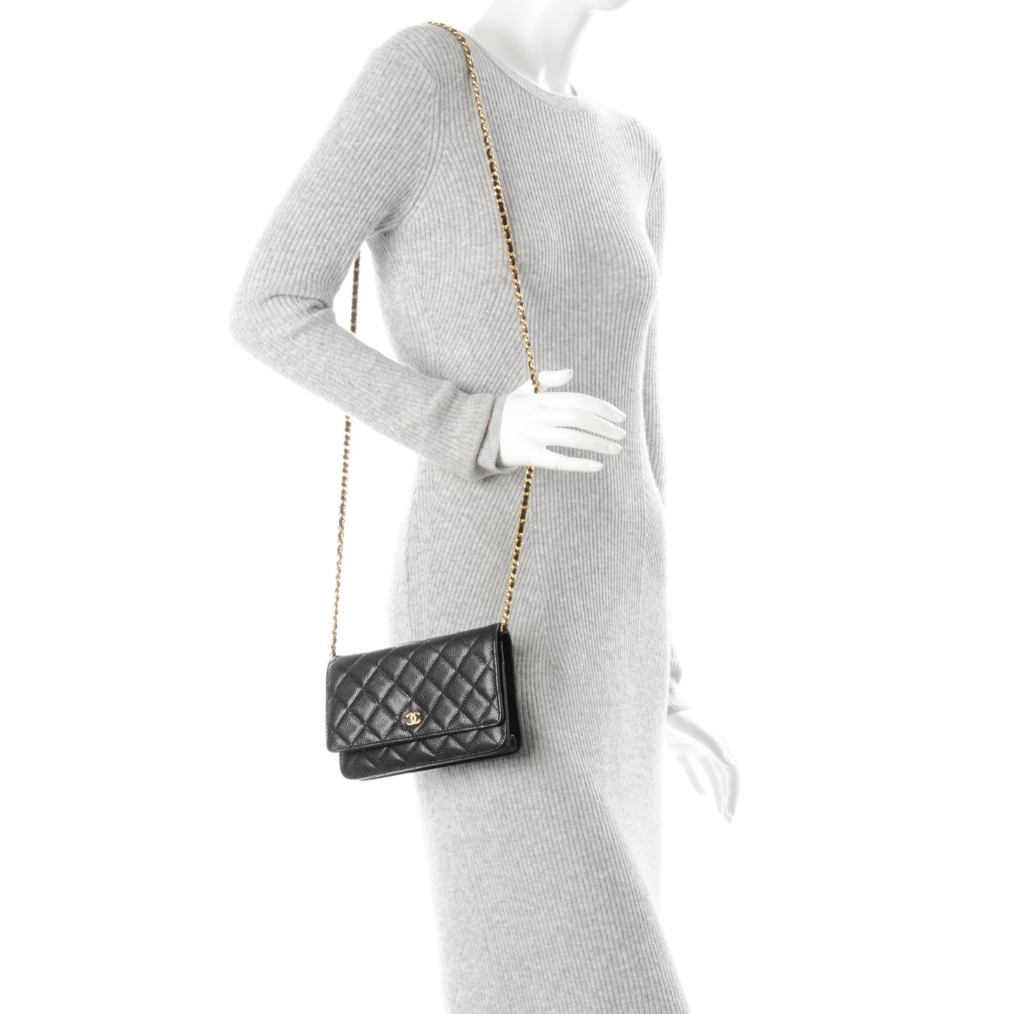 Caviar Quilted Wallet On Chain WOC Black