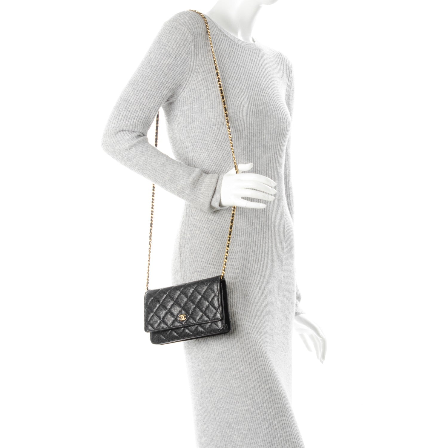 Chanel Caviar Quilted Wallet On Chain WOC Black 2 of 8