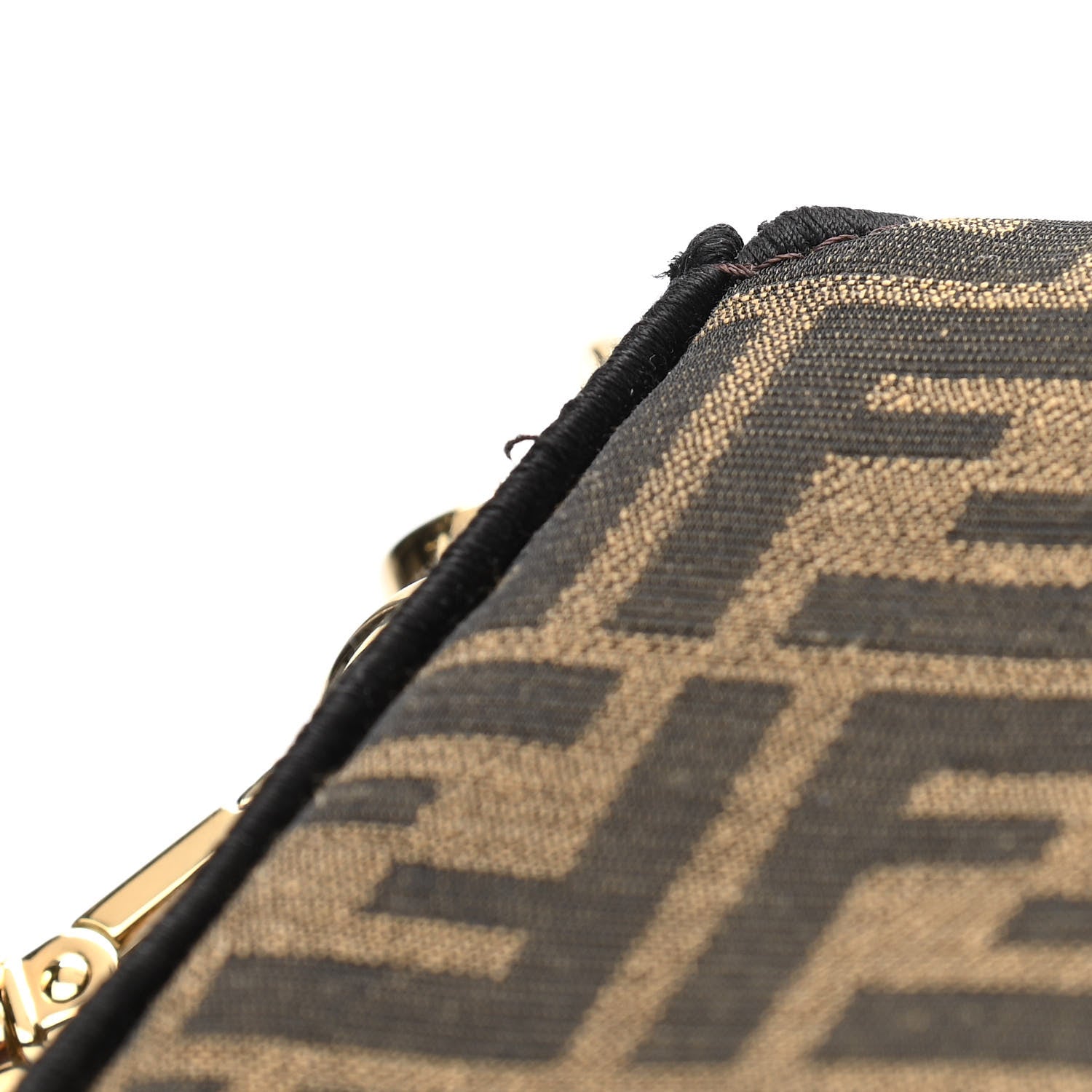 Fendi Fabric Jacquard FF 1974 Medium Baguette Tobacco Moro Black 12 of 13