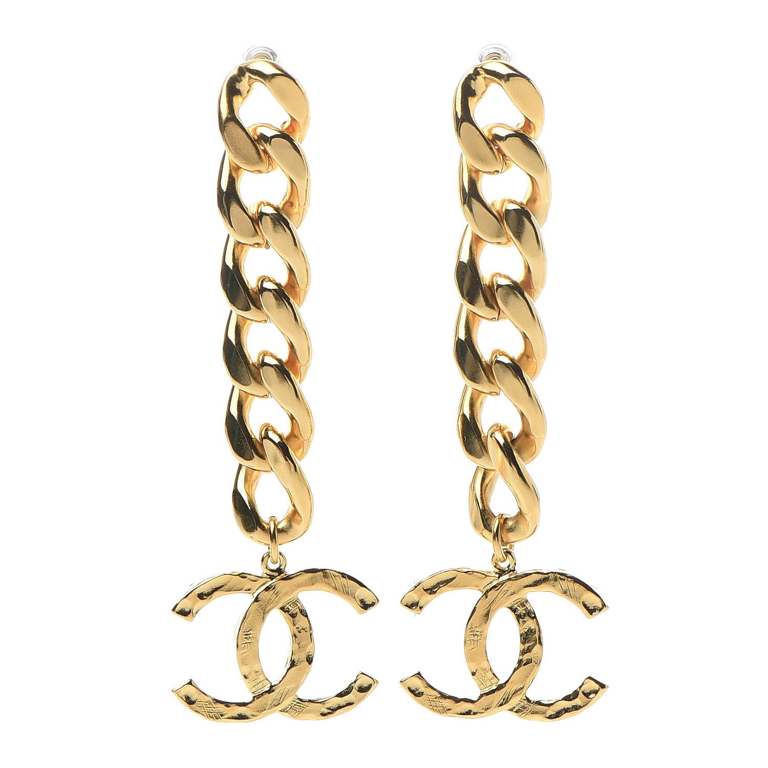 Chanel Metal CC Pick Drop Earrings Gold 1 of 5