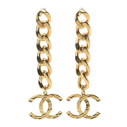 Chanel Metal CC Pick Drop Earrings Gold 1 of 5