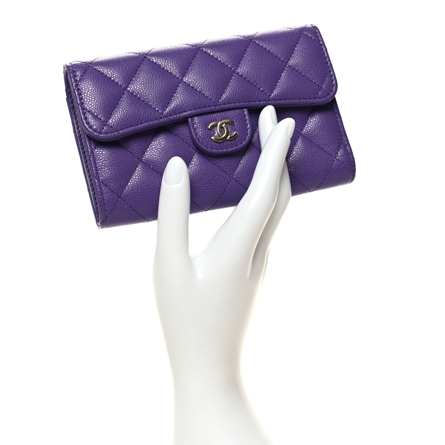 Chanel Caviar Quilted Medium Flap Wallet Purple 2 of 11
