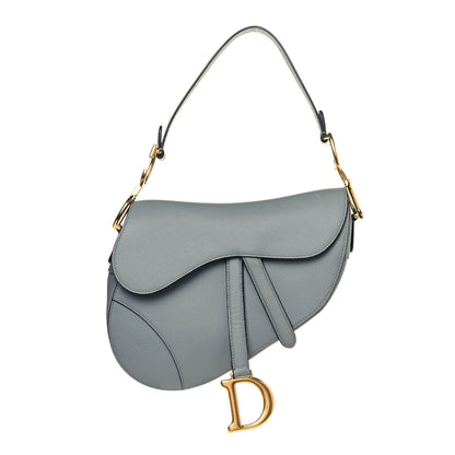 Christian Dior Grained Calfskin Saddle Bag Sky Blue 1 of 12