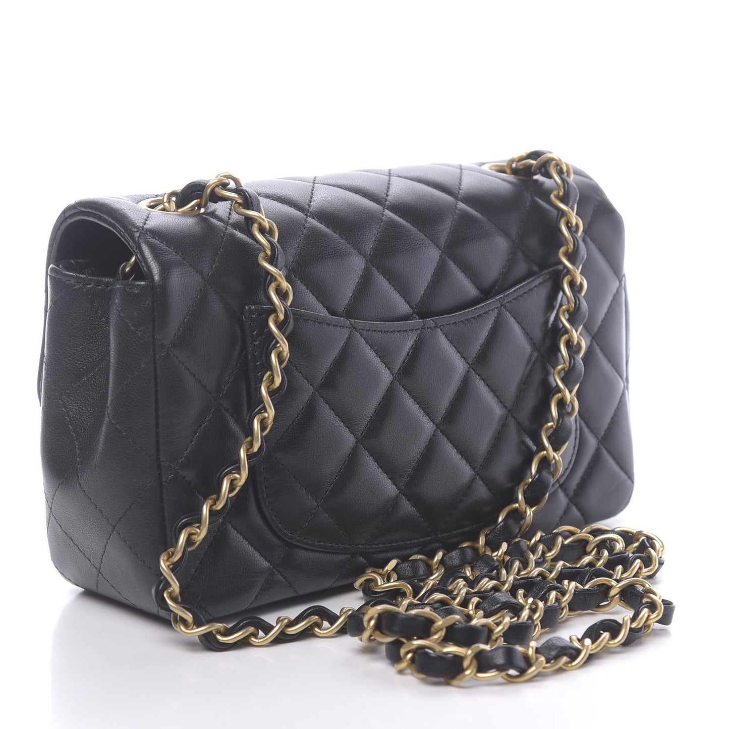 Lambskin Quilted Mini Rectangular Flap Black
