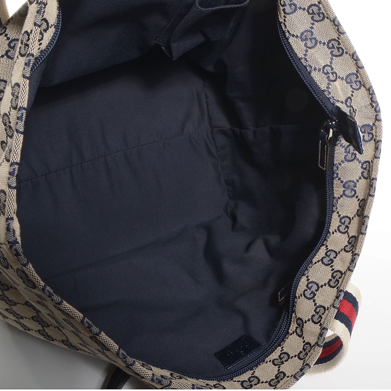 Gucci GG Monogram Large Web Handle Bucket Tote Navy 5 of 7