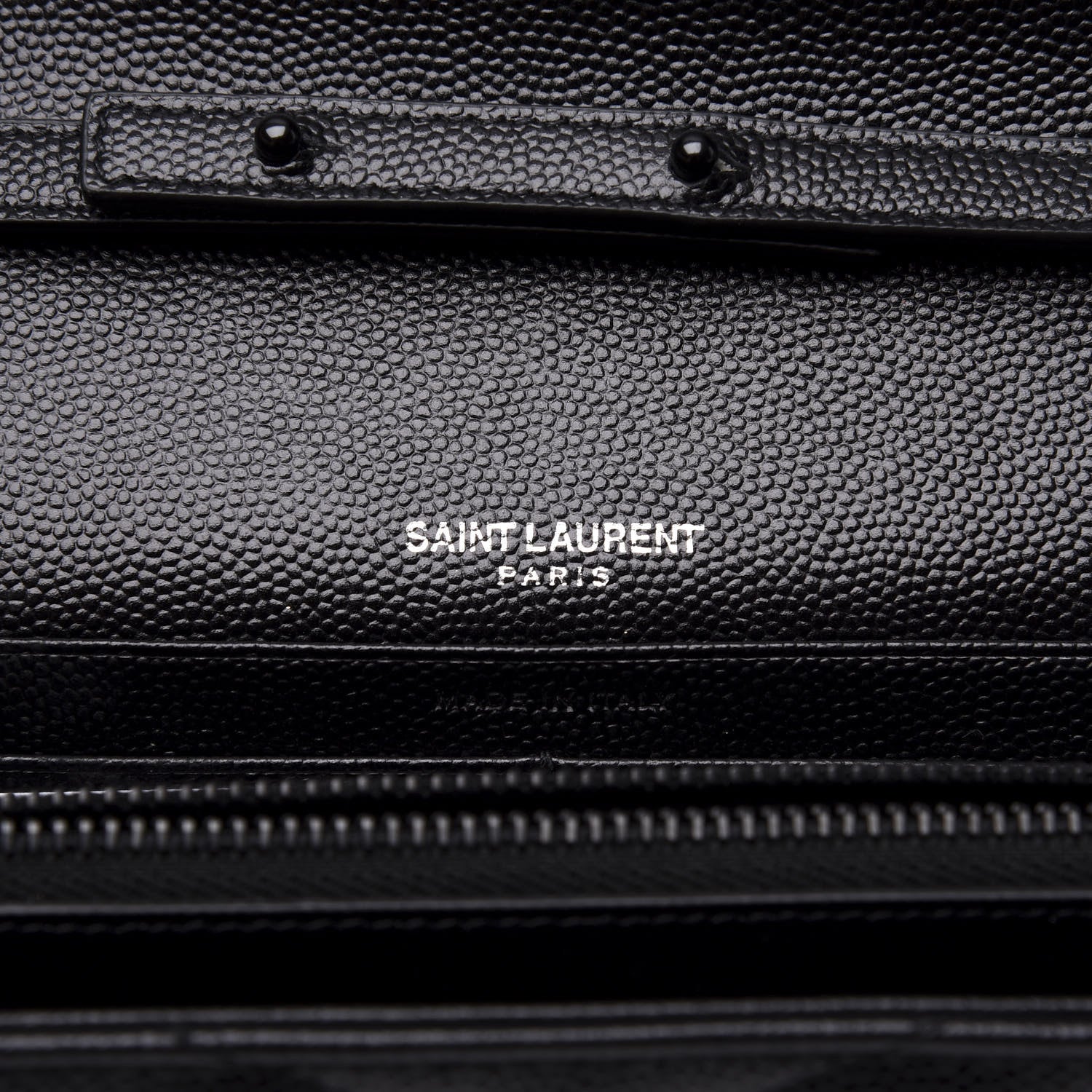 Saint Laurent Grain De Poudre Matelasse Chevron Monogram Chain Wallet Black 7 of 9