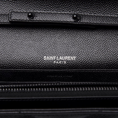 Saint Laurent Grain De Poudre Matelasse Chevron Monogram Chain Wallet Black 7 of 9