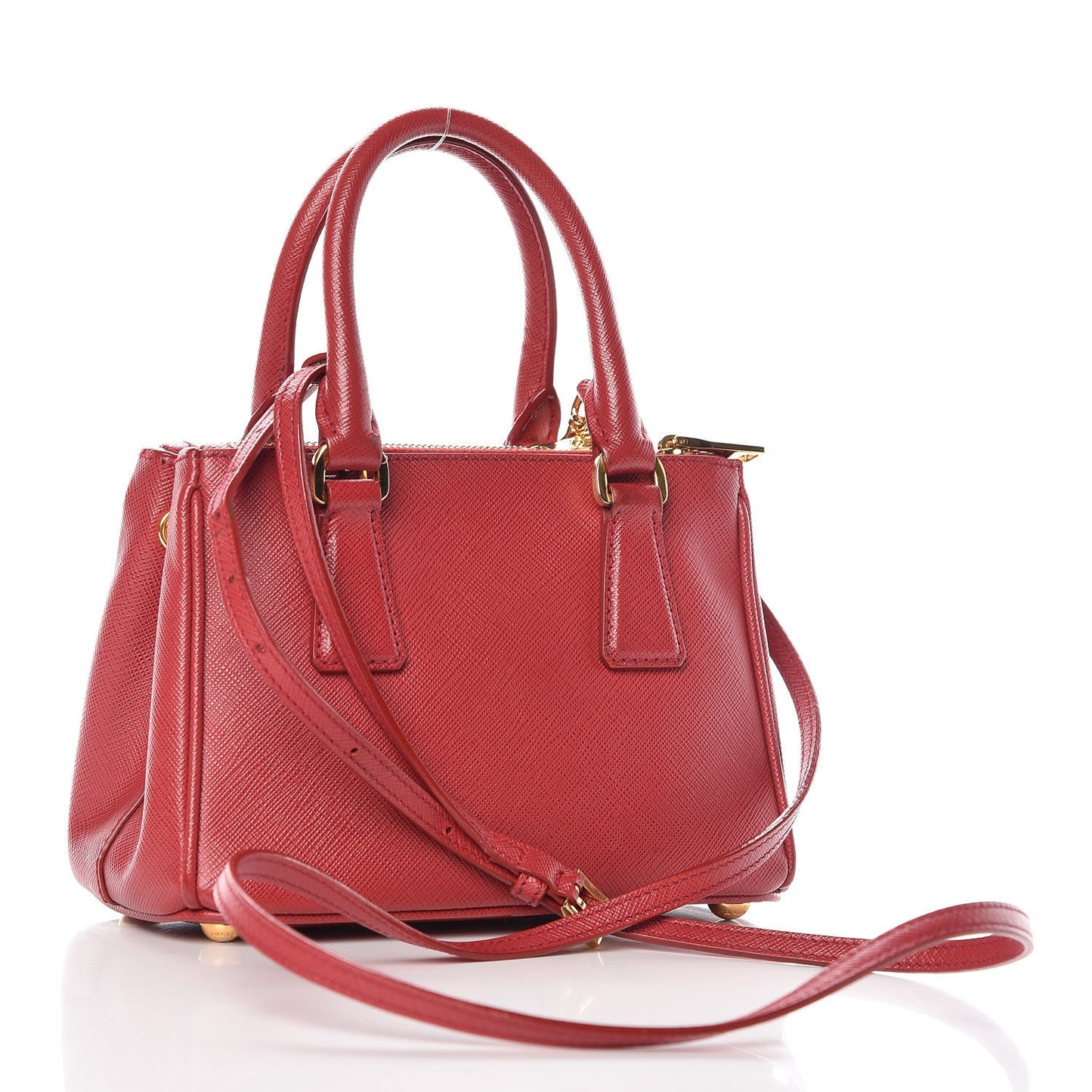 Saffiano Lux Micro Galleria Double Zip Tote Fuoco