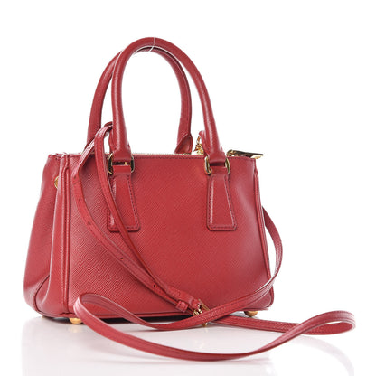 Prada Saffiano Lux Micro Galleria Double Zip Tote Fuoco 3 of 12