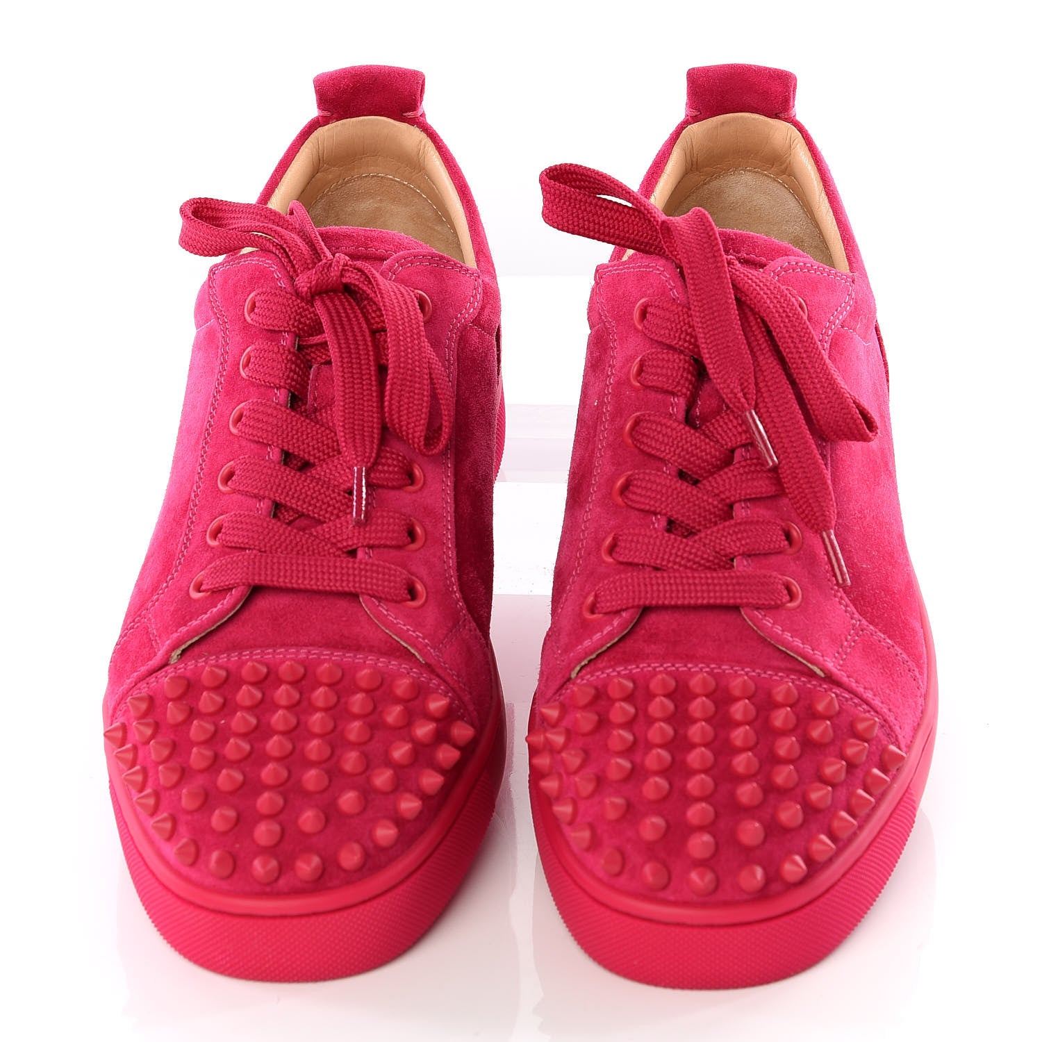 Christian Louboutin Veau Velours Louis Junior Spikes Flat Sneakers 41 Rosa 5 of 10