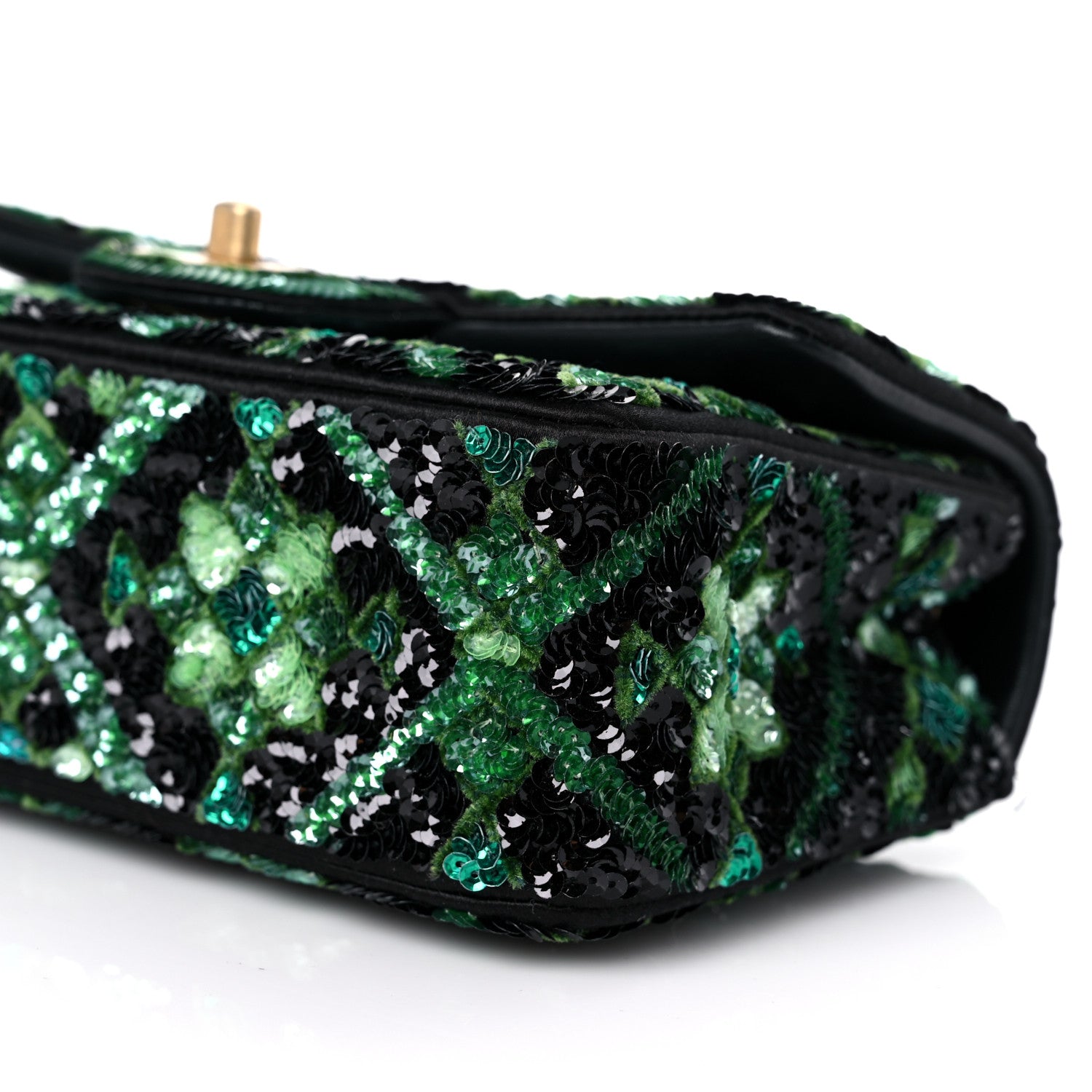 Chanel Sequin Mosaic Mini Rectangular Flap Green Black 8 of 9
