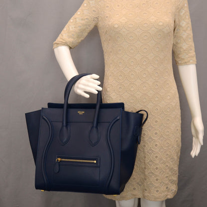Celine Smooth Calfskin Mini Luggage Deepsea 2 of 8