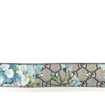 Gucci GG Plus Monogram Blooms Plaque Belt 85 34 Blue 4 of 6