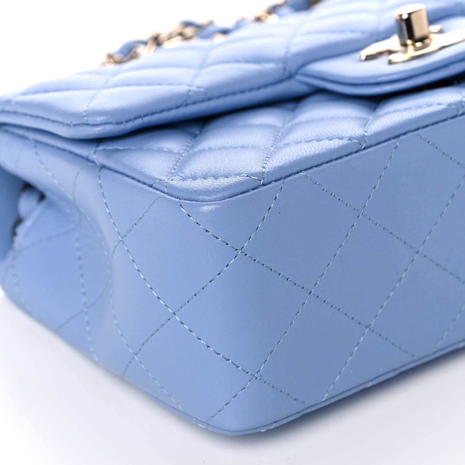 Chanel Lambskin Quilted Mini Rectangular Flap Light Blue 10 of 12